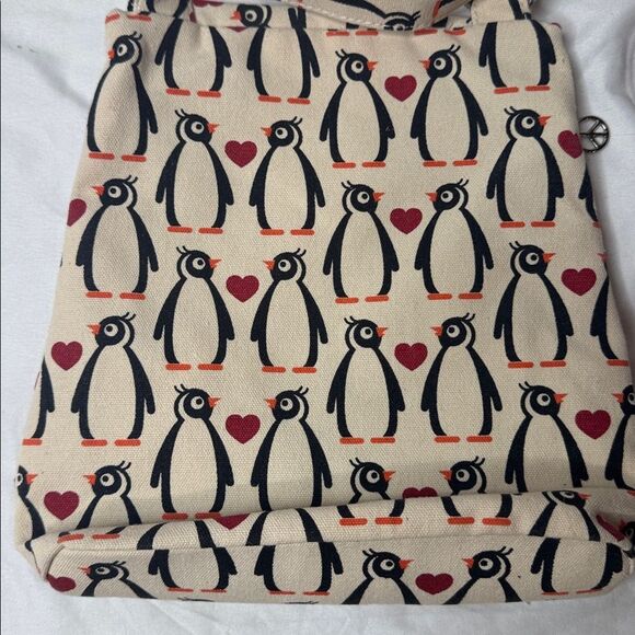 Bungalow 360 Penguin Print Crossbody messenger Bag - Cream and Black - Picture 5 of 8